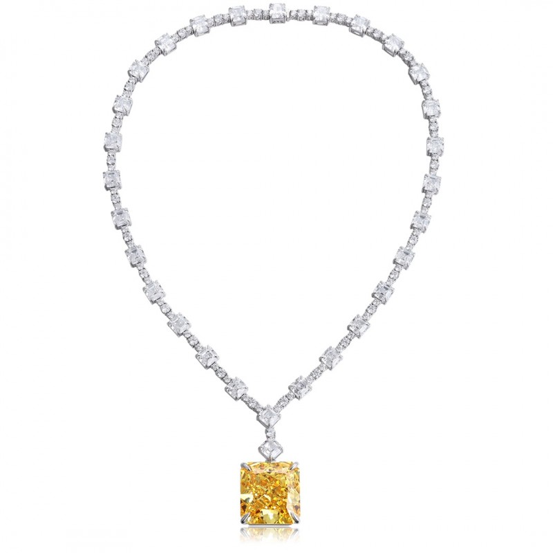 Ruif Jewelry Classic Design S925 Silver 104.36ct White/ Yellow Simulated Diamond Pendant Necklace Gemstone Jewelry Ruif Jewelry Classic Design S925 Silver 104.36ct White/ Yellow Simulated Diamond Pendant Necklace Gemstone Jewelry