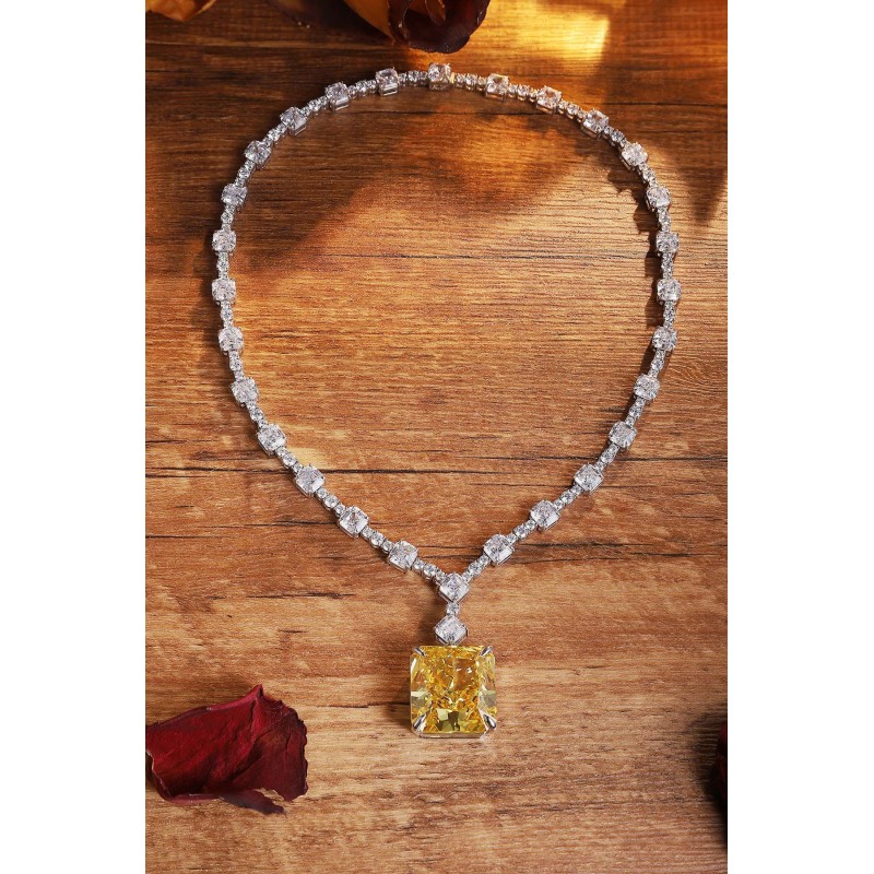 Ruif Jewelry Classic Design S925 Silver 104.36ct White/ Yellow Simulated Diamond Pendant Necklace Gemstone Jewelry Ruif Jewelry Classic Design S925 Silver 104.36ct White/ Yellow Simulated Diamond Pendant Necklace Gemstone Jewelry