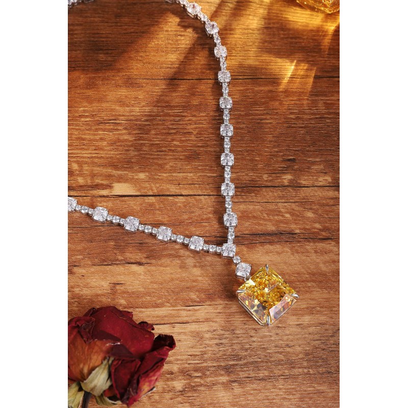 Ruif Jewelry Classic Design S925 Silver 104.36ct White/ Yellow Simulated Diamond Pendant Necklace Gemstone Jewelry Ruif Jewelry Classic Design S925 Silver 104.36ct White/ Yellow Simulated Diamond Pendant Necklace Gemstone Jewelry