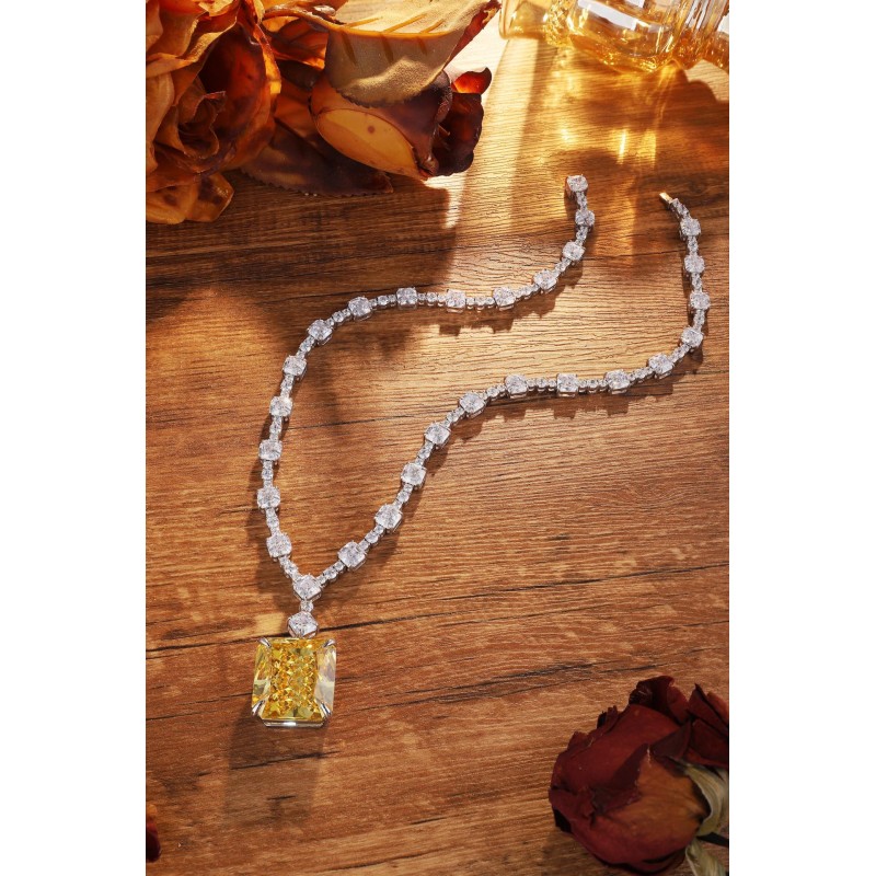 Ruif Jewelry Classic Design S925 Silver 104.36ct White/ Yellow Simulated Diamond Pendant Necklace Gemstone Jewelry Ruif Jewelry Classic Design S925 Silver 104.36ct White/ Yellow Simulated Diamond Pendant Necklace Gemstone Jewelry
