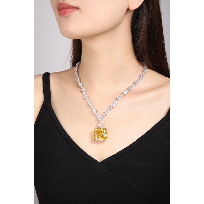 Ruif Jewelry Classic Design S925 Silver 104.36ct White/ Yellow Simulated Diamond Pendant Necklace Gemstone Jewelry Ruif Jewelry Classic Design S925 Silver 104.36ct White/ Yellow Simulated Diamond Pendant Necklace Gemstone Jewelry