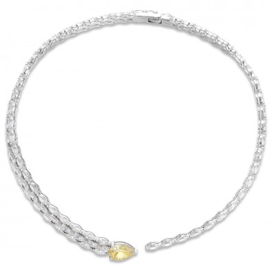 Ruif  Jewelry Classic Design S925 Silver 6.52ct White/ Yellow  Simulated Diamond Pendant Necklace Gemstone Jewelry