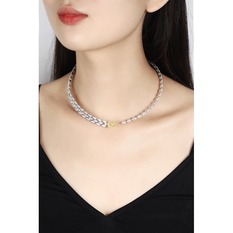 Ruif Jewelry Classic Design S925 Silver 6.52ct White/ Yellow Simulated Diamond Pendant Necklace Gemstone Jewelry Ruif Jewelry Classic Design S925 Silver 6.52ct White/ Yellow Simulated Diamond Pendant Necklace Gemstone Jewelry
