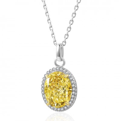 Ruif Jewelry Classic Design S925 Silver 3.0ct Cubic Zircon Pendant Necklace Yellow Color  Gemstone Jewelry