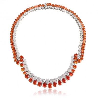 Ruif  Jewelry Classic Design S925 Silver 119.8ct Fanta Color Simulated Diamond Pendant Necklace Gemstone Jewelry