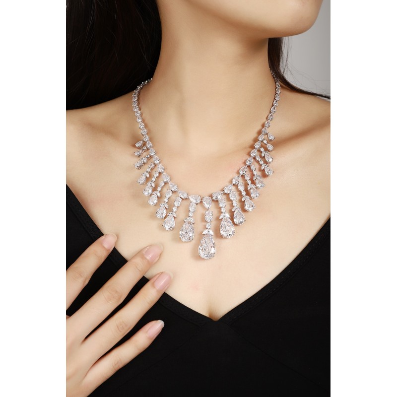 Ruif Jewelry Classic Design S925 Silver 26.995ct White Simulated Diamond Pendant Necklace Gemstone Jewelry Ruif Jewelry Classic Design S925 Silver 26.995ct White Simulated Diamond Pendant Necklace Gemstone Jewelry
