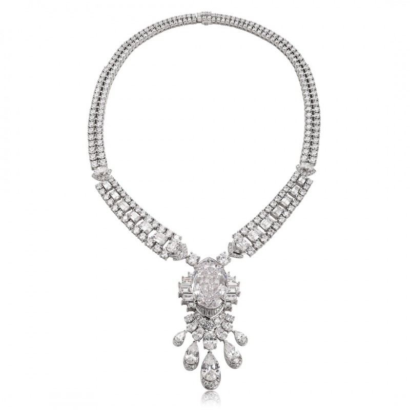 Ruif Jewelry Classic Design S925 Silver 50.96ct White Simulated Diamond Pendant Necklace Gemstone Jewelry Ruif Jewelry Classic Design S925 Silver 50.96ct White Simulated Diamond Pendant Necklace Gemstone Jewelry