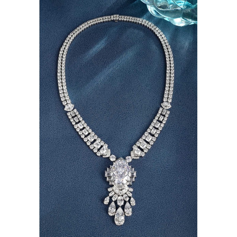 Ruif Jewelry Classic Design S925 Silver 50.96ct White Simulated Diamond Pendant Necklace Gemstone Jewelry Ruif Jewelry Classic Design S925 Silver 50.96ct White Simulated Diamond Pendant Necklace Gemstone Jewelry