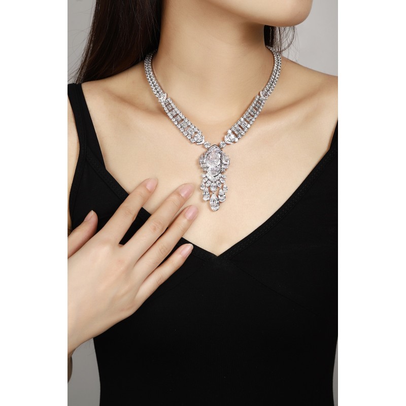 Ruif Jewelry Classic Design S925 Silver 50.96ct White Simulated Diamond Pendant Necklace Gemstone Jewelry Ruif Jewelry Classic Design S925 Silver 50.96ct White Simulated Diamond Pendant Necklace Gemstone Jewelry