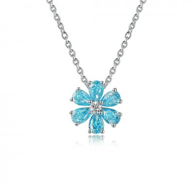Ruif Jewelry Classic Design S925 Silver 2.217ct Simulated Diamond Pendant Necklace Blue And Pink Color CZ Gemstone Jewelry