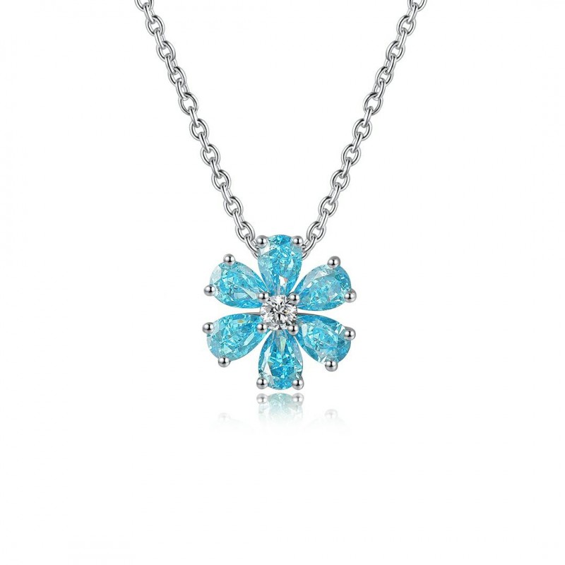 Ruif Jewelry Classic Design S925 Silver 2.217ct Simulated Diamond Pendant Necklace Blue And Pink Color CZ Gemstone Jewelry Ruif Jewelry Classic Design S925 Silver 2.217ct Simulated Diamond Pendant Necklace Blue And Pink Color CZ Gemstone Jewelry