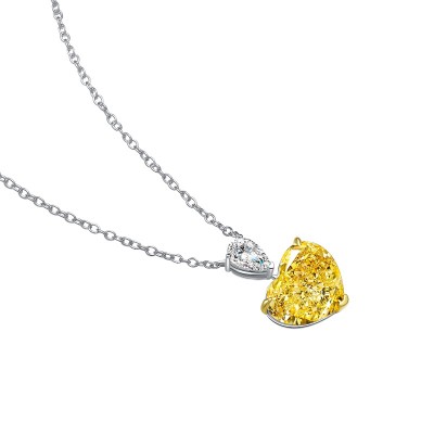Ruif Jewelry Classic Design S925 Silver 3.0ct Cubic Zircon Pendant Necklace Yellow Color  Gemstone Jewelry