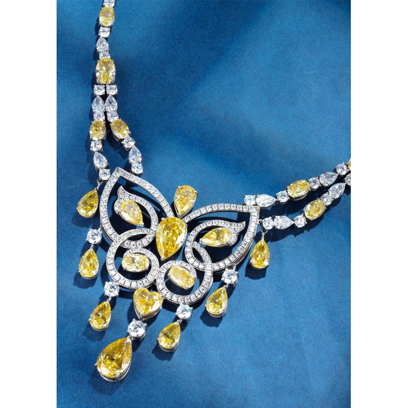 Ruif Jewelry Classic Design S925 Silver 20ct Yellow/White Color White/ Yellow Simulated Diamond Pendant Necklace Gemstone Jewelry Ruif Jewelry Classic Design S925 Silver 20ct Yellow/White Color White/ Yellow Simulated Diamond Pendant Necklace Gemstone Jewelry