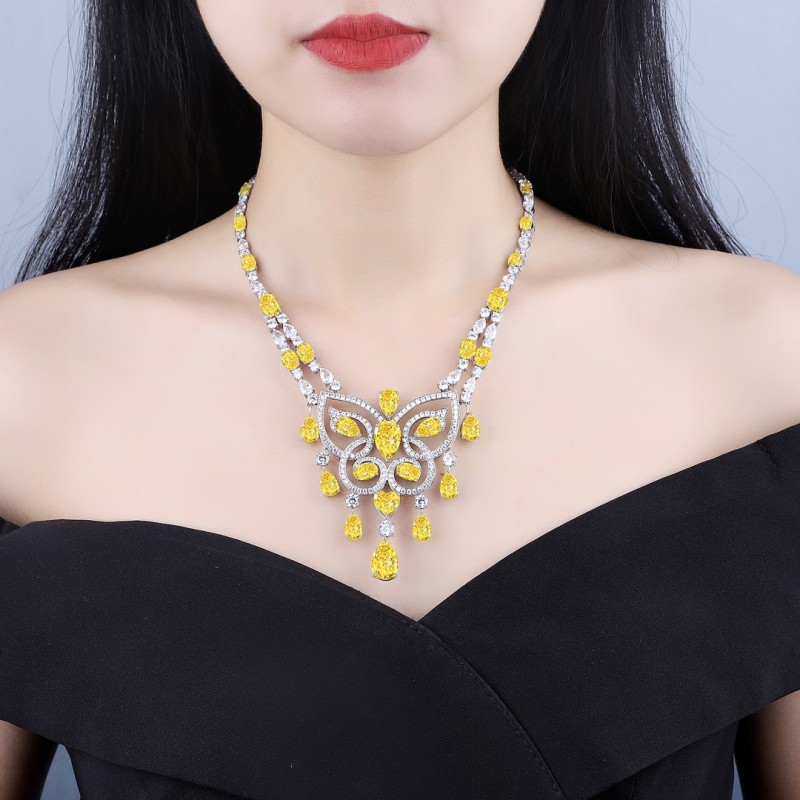 Ruif Jewelry Classic Design S925 Silver 20ct Yellow/White Color White/ Yellow Simulated Diamond Pendant Necklace Gemstone Jewelry Ruif Jewelry Classic Design S925 Silver 20ct Yellow/White Color White/ Yellow Simulated Diamond Pendant Necklace Gemstone Jewelry