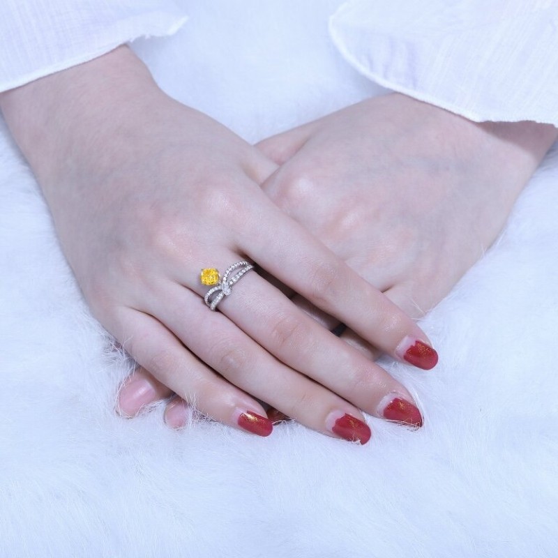Ruif Jewelry Classic Design S925 Silver 1.0ct Yellow Color Simulated Diamond Ring Wedding Bands Ruif Jewelry Classic Design S925 Silver 1.0ct Yellow Color Simulated Diamond Ring Wedding Bands