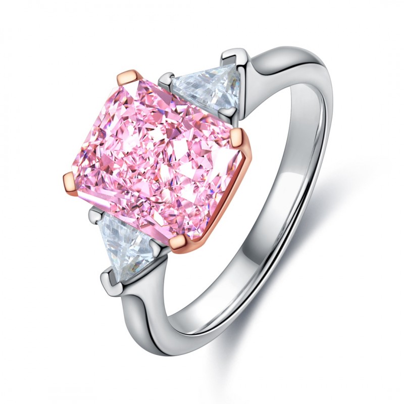 Ruif Jewelry Classic Design S925 Silver 3.0ct Pink Cubic Zircon Ring Wedding Bands