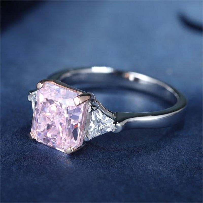 Ruif Jewelry Classic Design S925 Silver 3.0ct Pink/Yellow/White Color Simulated Diamond Ring Wedding Bands