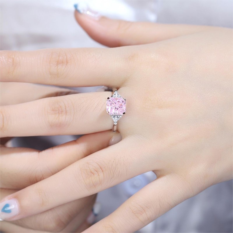 Ruif Jewelry Classic Design S925 Silver 3.0ct Pink Cubic Zircon Ring Wedding Bands