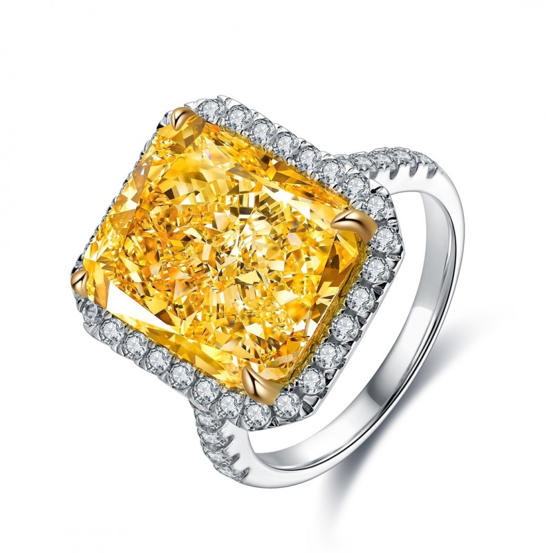 Ruif Jewelry Classic Design S925 Silver 10ct Yellow Cubic Zircon Ring Wedding Bands