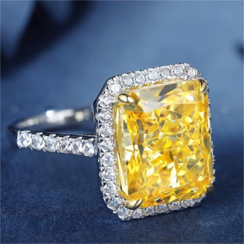 Ruif Jewelry Classic Design S925 Silver 10ct Yellow Cubic Zircon Ring Wedding Bands