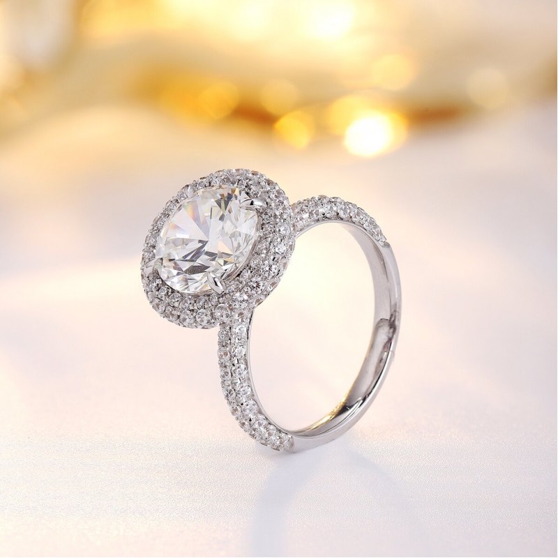 Ruif Jewelry Classic Design 18K gold 4.2ct Round Shape White Color Simulated Diamond Ring Wedding Bands
