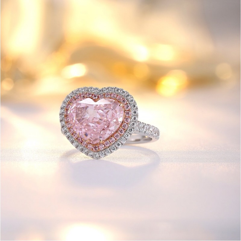 Ruif Jewelry Classic Design 18K gold 7.2ct Pink Simulated Diamond Ring Wedding Bands