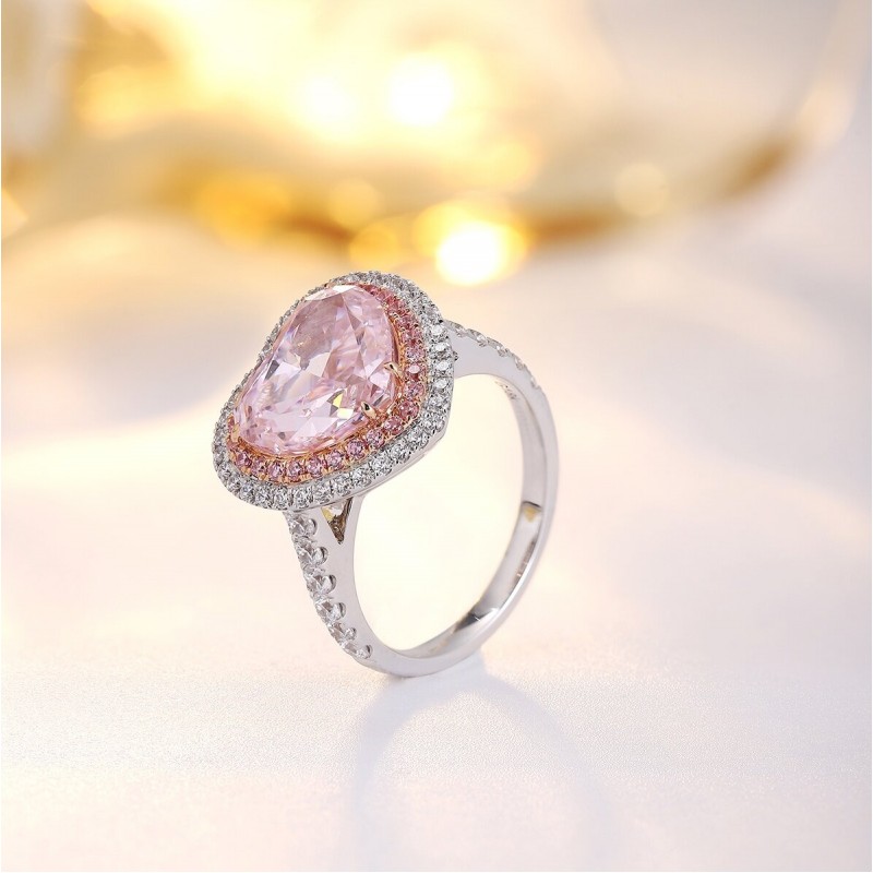 Ruif Jewelry Classic Design 18K gold 7.2ct Pink Simulated Diamond Ring Wedding Bands