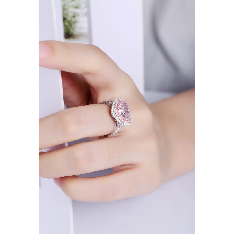 Ruif Jewelry Classic Design 18K gold 7.2ct Pink Simulated Diamond Ring Wedding Bands