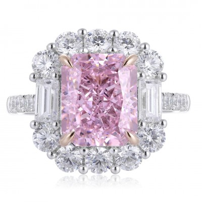 Ruif Jewelry Classic Design 18K gold 6.8ct Pink Simulated Diamond Ring Wedding Bands