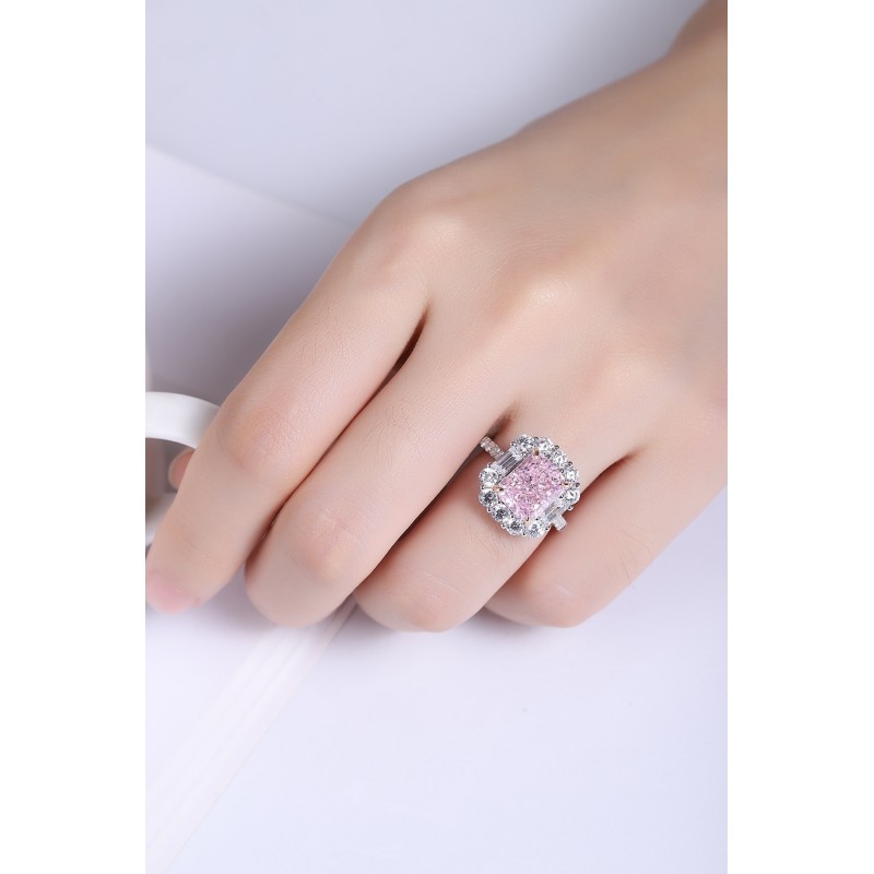 Ruif Jewelry Classic Design 18K gold 6.8ct Pink Simulated Diamond Ring Wedding Bands