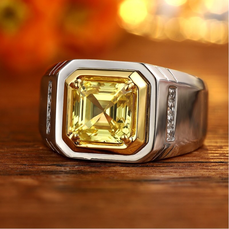 Ruif Jewelry Classic Design S925 Silver 5.25ct Yellow Color Simulated Diamond Ring Wedding Bands Ruif Jewelry Classic Design S925 Silver 5.25ct Yellow Color Simulated Diamond Ring Wedding Bands