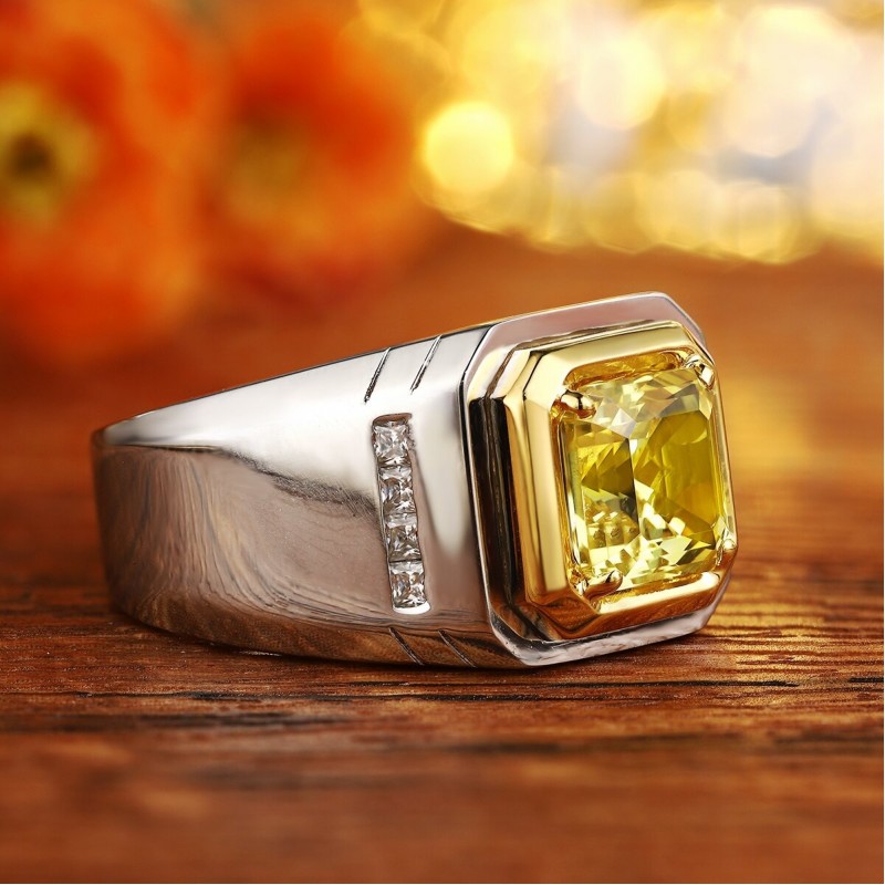 Ruif Jewelry Classic Design S925 Silver 5.25ct Yellow Color Simulated Diamond Ring Wedding Bands Ruif Jewelry Classic Design S925 Silver 5.25ct Yellow Color Simulated Diamond Ring Wedding Bands