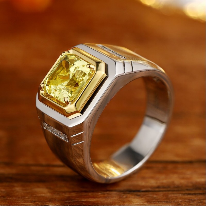Ruif Jewelry Classic Design S925 Silver 5.25ct Yellow Color Simulated Diamond Ring Wedding Bands Ruif Jewelry Classic Design S925 Silver 5.25ct Yellow Color Simulated Diamond Ring Wedding Bands
