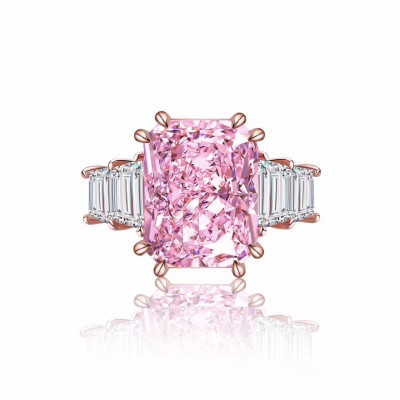Ruif Jewelry Classic Design 9K gold 10.0ct Pink Cubic Zircon Ring Wedding Bands