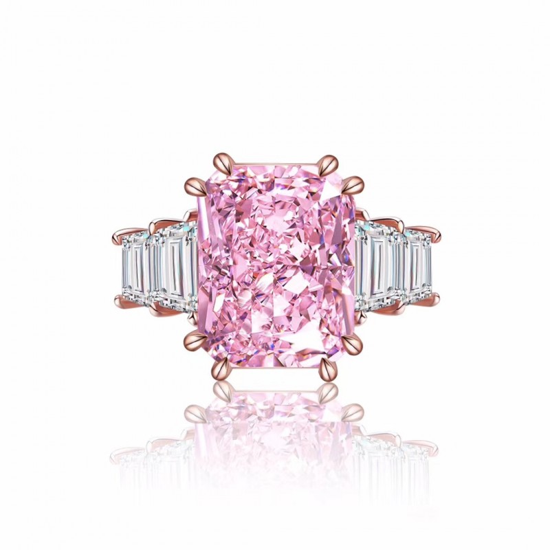 Ruif Jewelry Classic Design 9K gold 10.0ct Pink Simulated Diamond Ring Wedding Bands Ruif Jewelry Classic Design 9K gold 10.0ct Pink Simulated Diamond Ring Wedding Bands