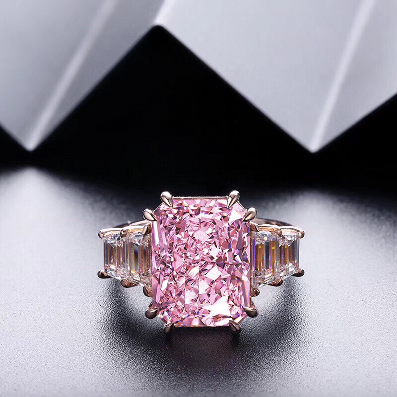 Ruif Jewelry Classic Design 9K gold 10.0ct Pink Simulated Diamond Ring Wedding Bands Ruif Jewelry Classic Design 9K gold 10.0ct Pink Simulated Diamond Ring Wedding Bands