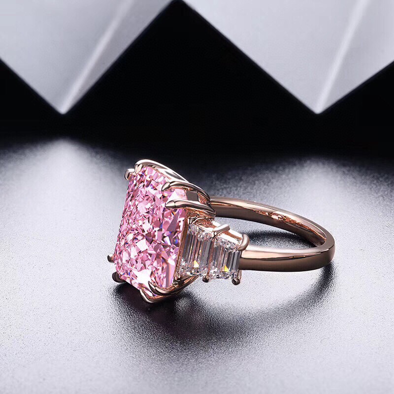 Ruif Jewelry Classic Design 9K gold 10.0ct Pink Simulated Diamond Ring Wedding Bands Ruif Jewelry Classic Design 9K gold 10.0ct Pink Simulated Diamond Ring Wedding Bands
