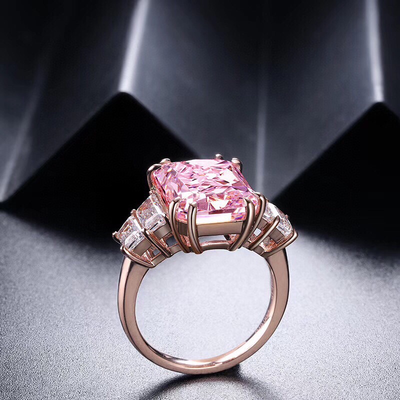 Ruif Jewelry Classic Design 9K gold 10.0ct Pink Simulated Diamond Ring Wedding Bands Ruif Jewelry Classic Design 9K gold 10.0ct Pink Simulated Diamond Ring Wedding Bands