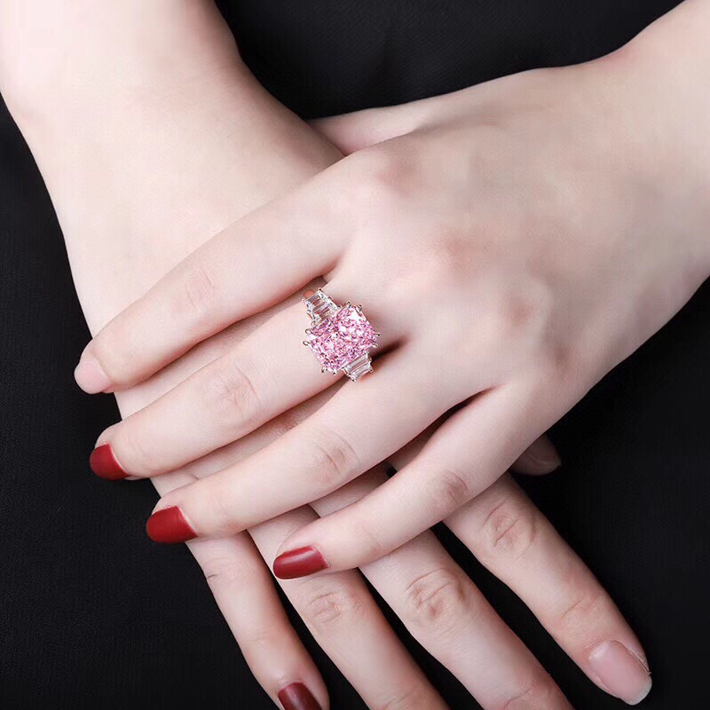 Ruif Jewelry Classic Design 9K gold 10.0ct Pink Simulated Diamond Ring Wedding Bands Ruif Jewelry Classic Design 9K gold 10.0ct Pink Simulated Diamond Ring Wedding Bands