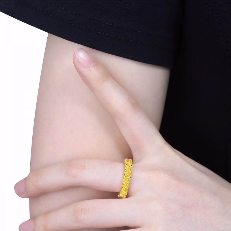 Ruif Jewelry Classic Design 9K gold 5.7ct Yellow Simulated Diamond Ring Wedding Bands