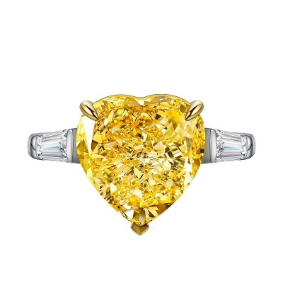Ruif Jewelry Classic Design S925 Silver 5ct Yellow Cubic Zircon Ring Wedding Bands