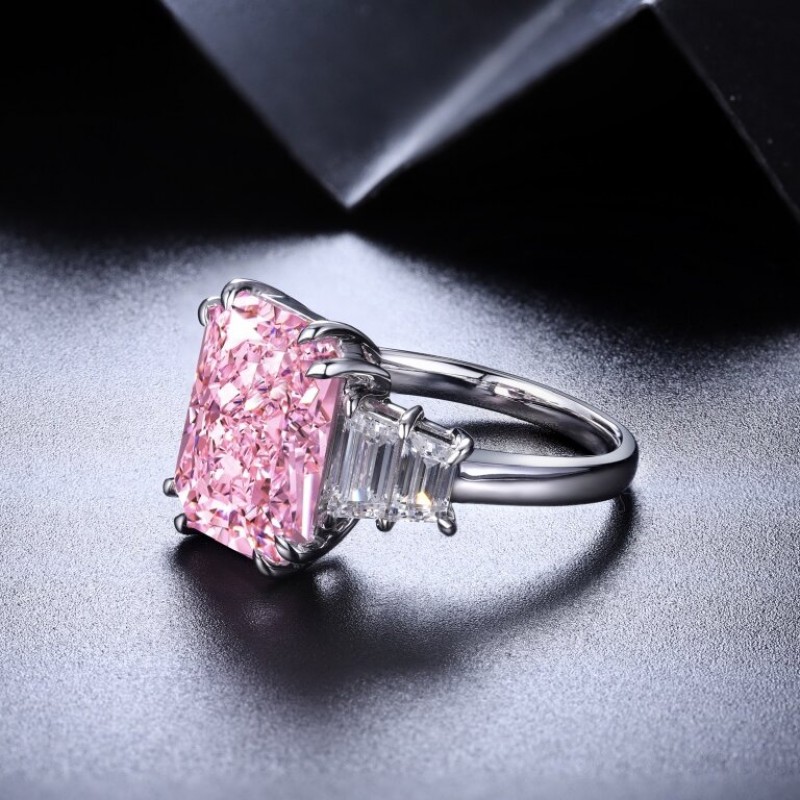 Ruif Jewelry Classic Design S925 Silver 10.0ct Pink Color Simulated Diamond Ring Wedding Bands Ruif Jewelry Classic Design S925 Silver 10.0ct Pink Color Simulated Diamond Ring Wedding Bands