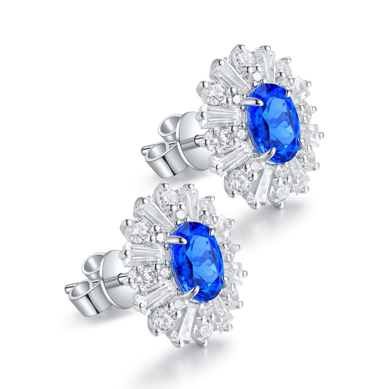 Ruif Jewelry Classic Design S925 Silver 2.1ct Lab Grown Cobalt Spinel  Earrings Gemstone Jewelry Party Gift