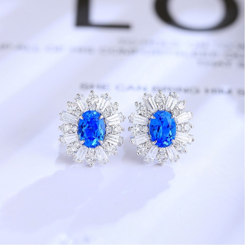 Ruif Jewelry Classic Design S925 Silver 2.1ct Lab Grown Cobalt Spinel Earrings Gemstone Jewelry Party Gift Ruif Jewelry Classic Design S925 Silver 2.1ct Lab Grown Cobalt Spinel Earrings Gemstone Jewelry Party Gift