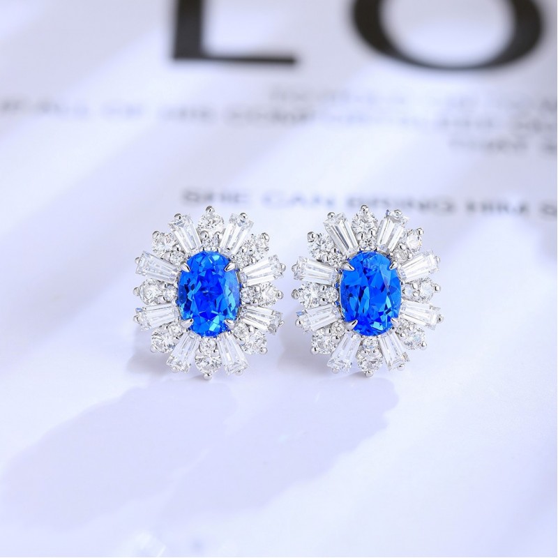 Ruif Jewelry Classic Design S925 Silver 2.1ct Lab Grown Cobalt Spinel  Earrings Gemstone Jewelry Party Gift