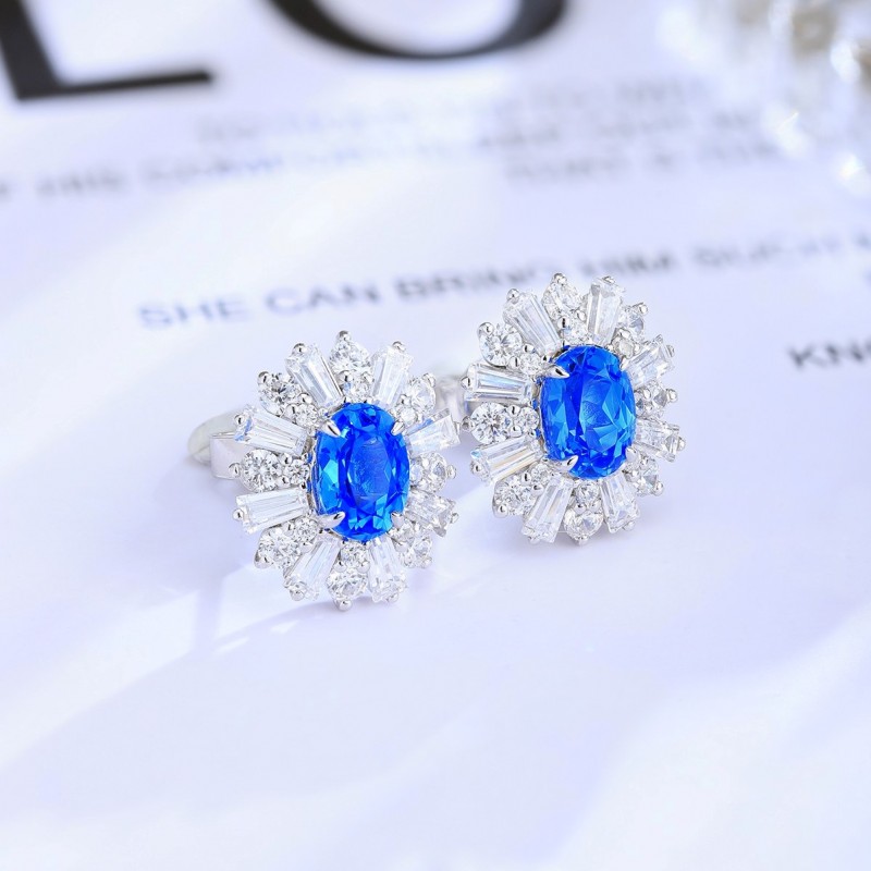 Ruif Jewelry Classic Design S925 Silver 2.1ct Lab Grown Cobalt Spinel Earrings Gemstone Jewelry Party Gift Ruif Jewelry Classic Design S925 Silver 2.1ct Lab Grown Cobalt Spinel Earrings Gemstone Jewelry Party Gift
