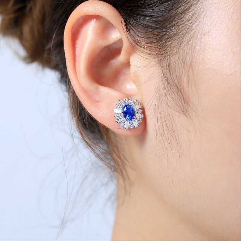 Ruif Jewelry Classic Design S925 Silver 2.1ct Lab Grown Cobalt Spinel Earrings Gemstone Jewelry Party Gift Ruif Jewelry Classic Design S925 Silver 2.1ct Lab Grown Cobalt Spinel Earrings Gemstone Jewelry Party Gift