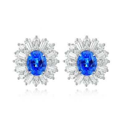 Ruif Jewelry Classic Design S925 Silver 2.1ct Lab Grown Cobalt Spinel  Earrings Gemstone Jewelry Party Gift