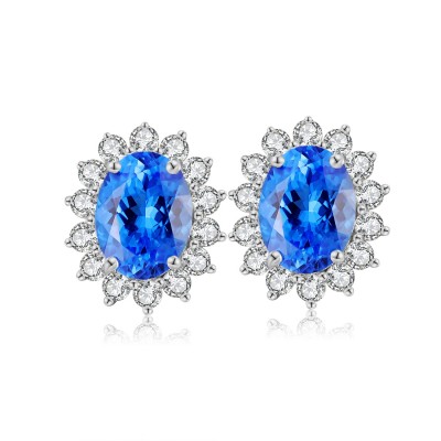 Ruif Jewelry Classic Design S925 Silver 2.89ct Lab Grown Cobalt Spinel  Earrings Gemstone Jewelry Party Gift