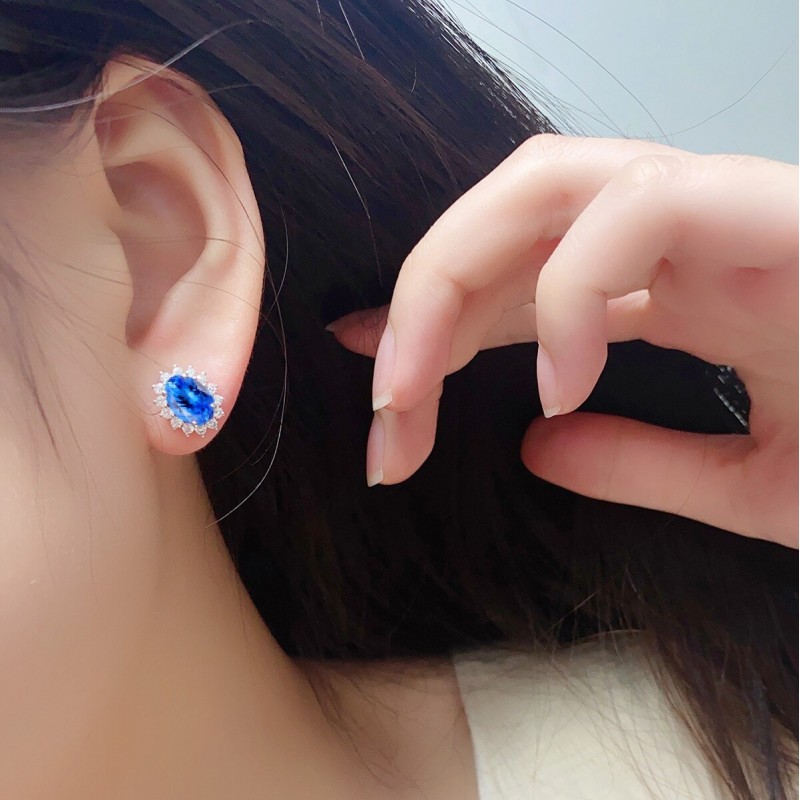 Ruif Jewelry Classic Design S925 Silver 2.89ct Lab Grown Cobalt Spinel Earrings Gemstone Jewelry Party Gift Ruif Jewelry Classic Design S925 Silver 2.89ct Lab Grown Cobalt Spinel Earrings Gemstone Jewelry Party Gift